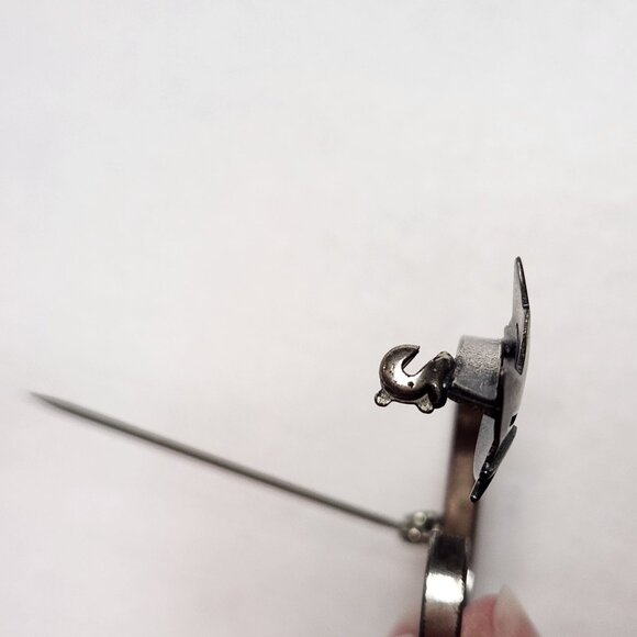 VINTAGE Sterling BEAU Cat Pin Brooch Signed - Picture 14 of 16